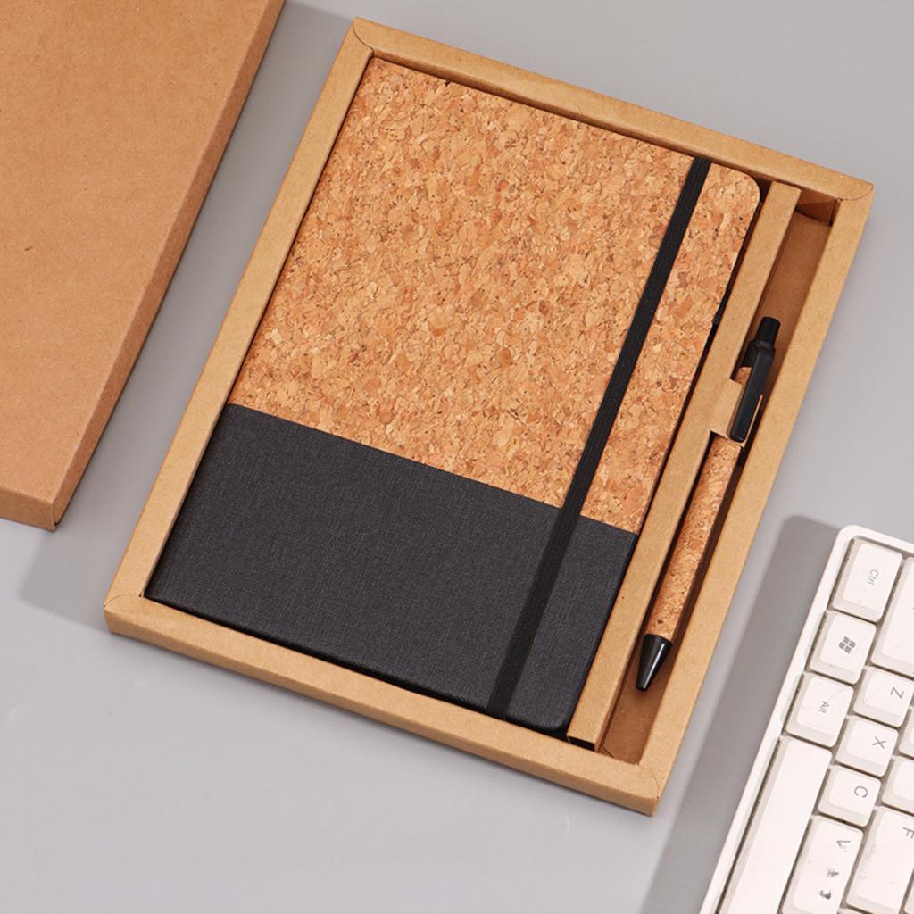 Eco Wood Spliced Faux Leather A5 Notebook 80G Thick Paper Office Journal