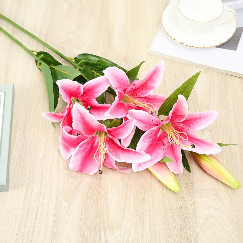 Green 3D Touch Faux Lily Bouquet - Multi-headed Flowers for Wedding and Home Decor.