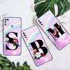 Case For Samsung Galaxy A50 A02s M31 A70 A30 A10 A20e A40 A10s M30s M51 M52 M22 M32 Black Phone Cover Pink Letters M S R