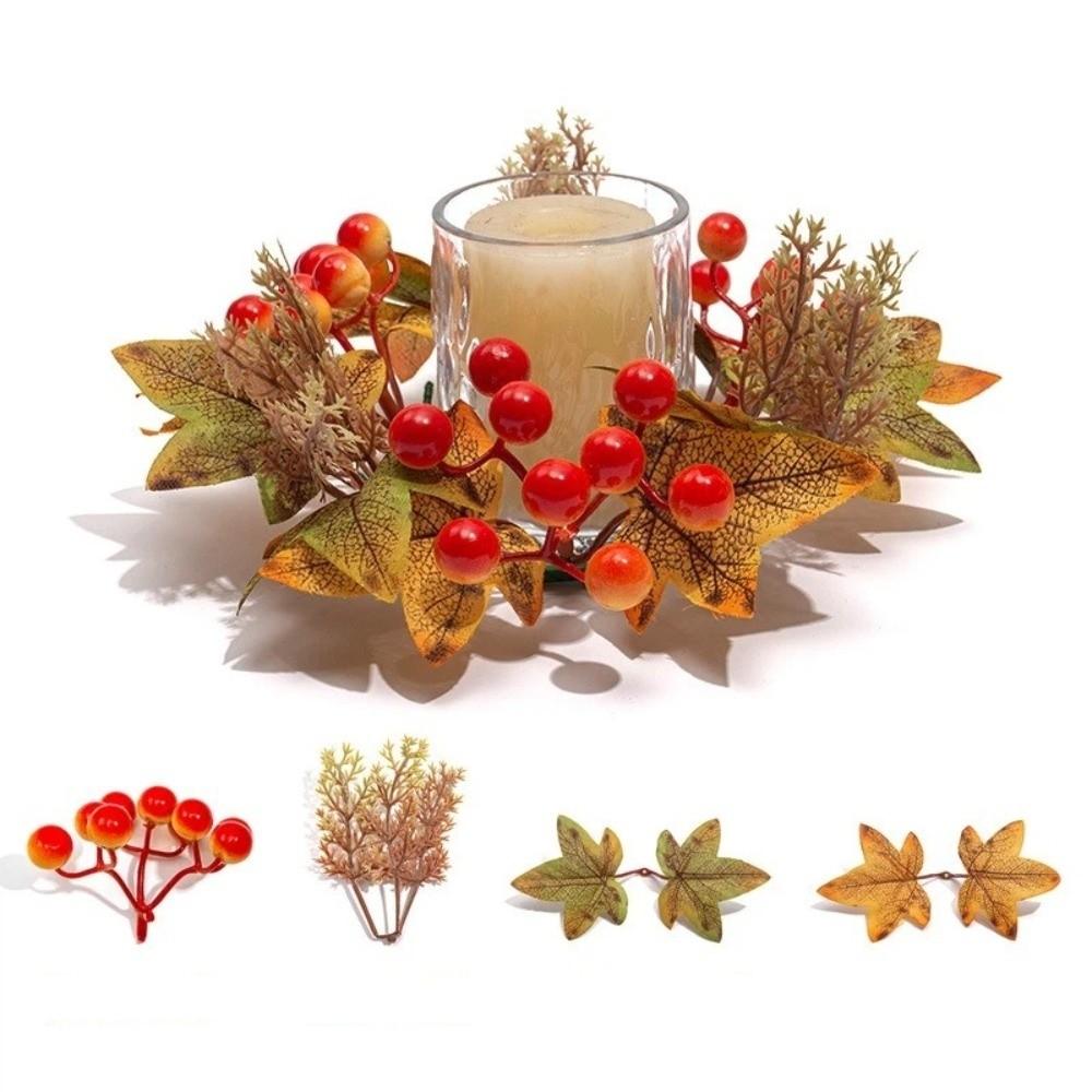 Fade Resistant Artificial Maple Mini Wreath Maple Leaves Harvest Wreath Pumpkin Garland Festival