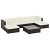 VidaXL Garden Lounge Set 7 Pcs with Cushions Wicker Brown
