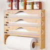 Wall Mounted Cling Film Cutter Box Bamboo Fresh Bag Holder Kitchen Organizer Tin Foil Cutter  Home