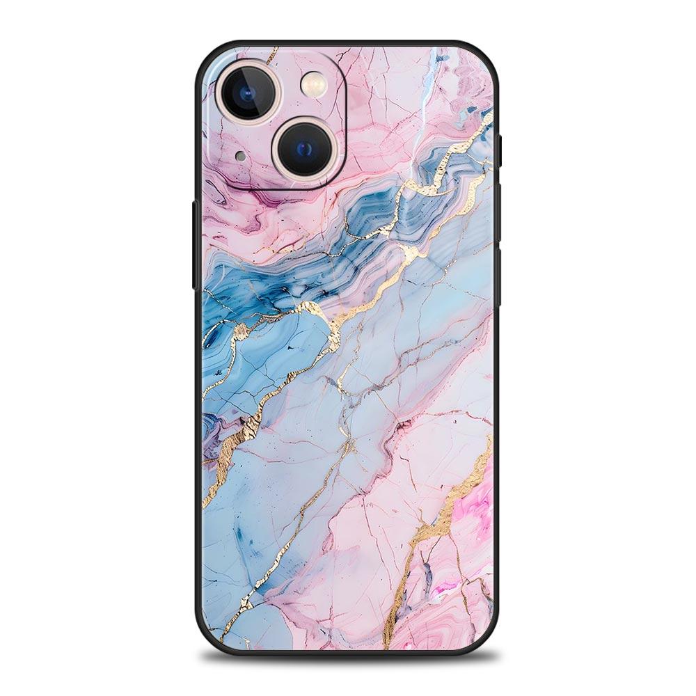 Marble Phone Case For iPhone 17 16 15 Pro Max 11 12 13 14 7 8 Plus SE 2020 X XR XS Cover Soft Black