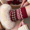 Новогодние красные носки для детей, Рождественские носки в стиле Fair Isle, Зимние толстые и теплые шерстяные носки