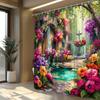 1 шт. Пышный сад Водопад Занавеска для душа-Каменная арка Красочные цветы Ванная комната Декоративная занавеска 180x200см