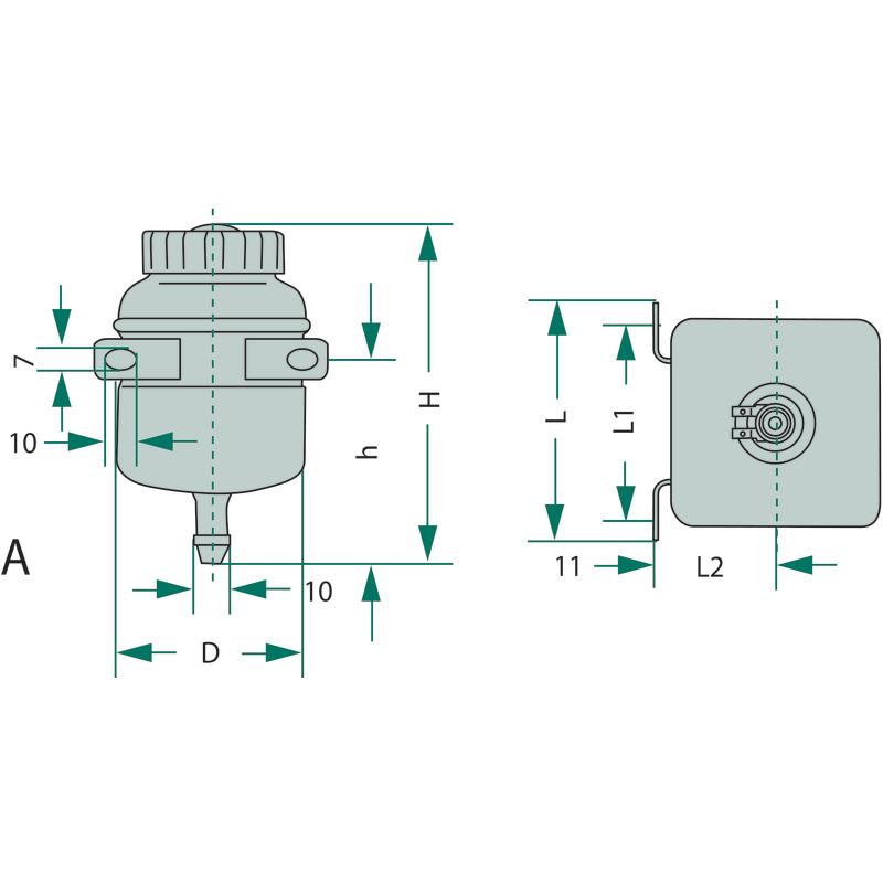 Expansion tank (single chamber) for hose connection 0.5l 115mm