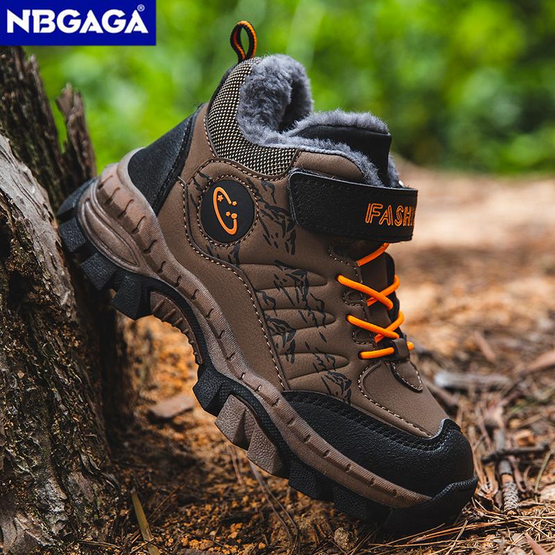 Зимние детские повседневные снежные ботильоны Нескользящая уличная обувь для альпинизма Модные детские водонепроницаемые теплые кроссовки