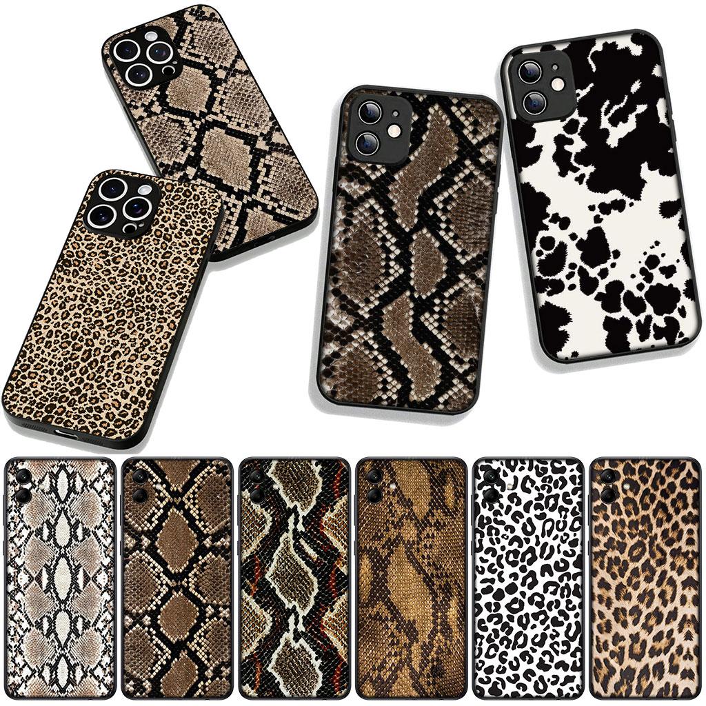 Cover for Samsung Galaxy A36 A17 A26 A07 A35 A54 A53 A13 A33 A34 S8 S9 S20 S21 FE S10 Plus Phone Case Leopard Cow Print Snake