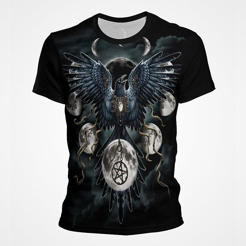 Футболка с принтом «Punk Crow» 3D, футболка «Dark Mighty Raven», мужская повседневная уличная одежда, женские футболки, повседневные топы с птицами и графикой больших размеров