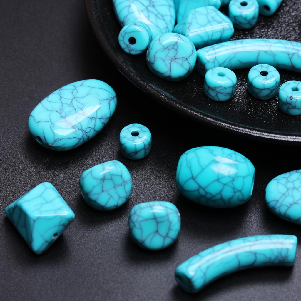 Imitation Turquoise Necklace 5/10/20Pcs Earrings Irregular For Bracelet Barrel Beads 8.5-27mm Flat Beads Pendants Beading Material High Quantity