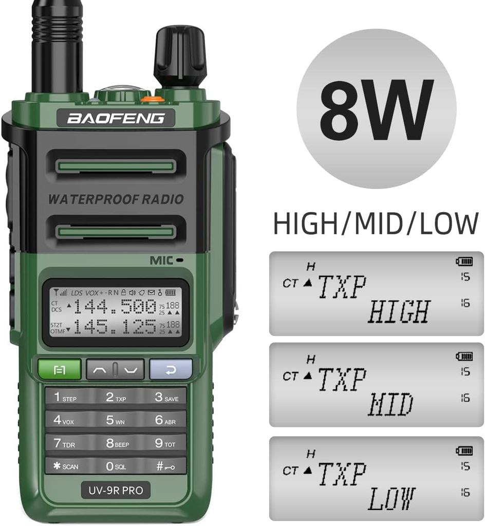 Baofeng UV 9R Pro V2 IP68 Водонепроницаемая Рация Трехмощная Зарядка Type-C Двухдиапазонная Любительская CB Радиостанция Двусторонняя Радиостанция UV 9R Plus
