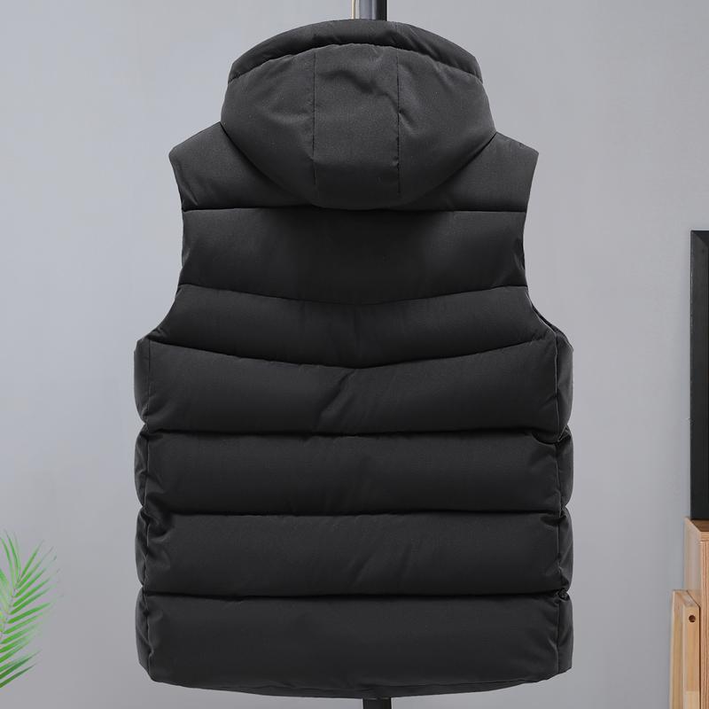 Зимние стоячие воротники, теплые капюшоны, однотонные жилеты, мужские майки, модные теплые куртки