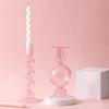 1PC Glass Candlestick Home Decoration Hydroponic Vase For Party Wedding Birthday Candle Stand Glass Crafts 20X8cm