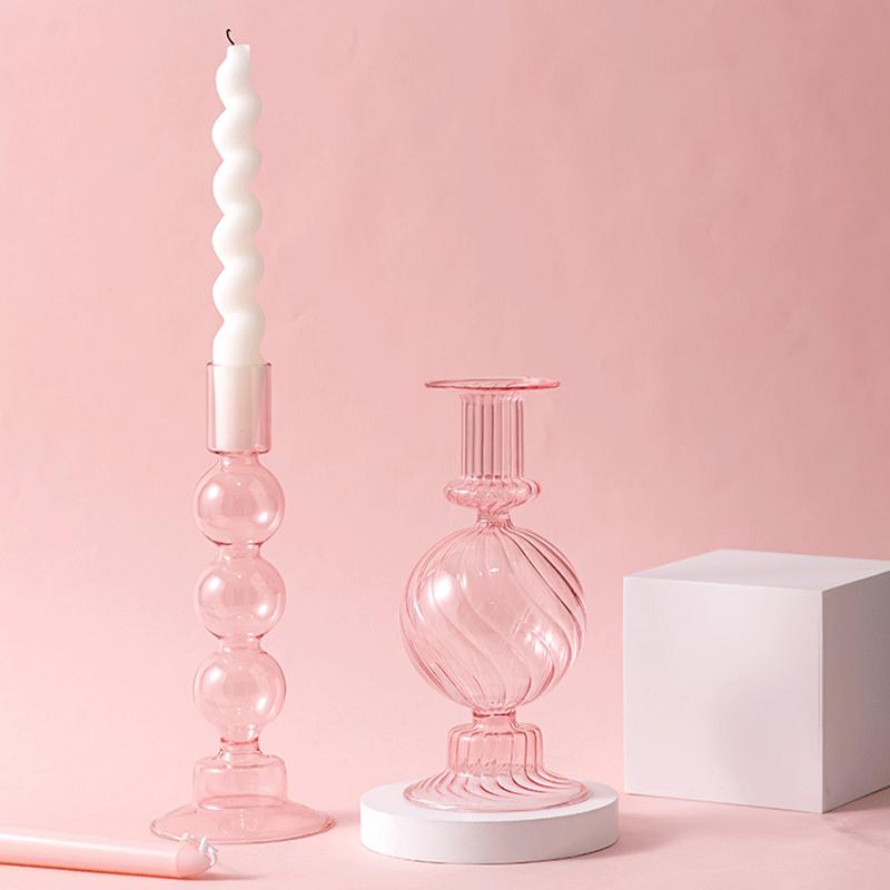 1PC Glass Candlestick Home Decoration Hydroponic Vase For Party Wedding Birthday Candle Stand Glass Crafts 20X8cm
