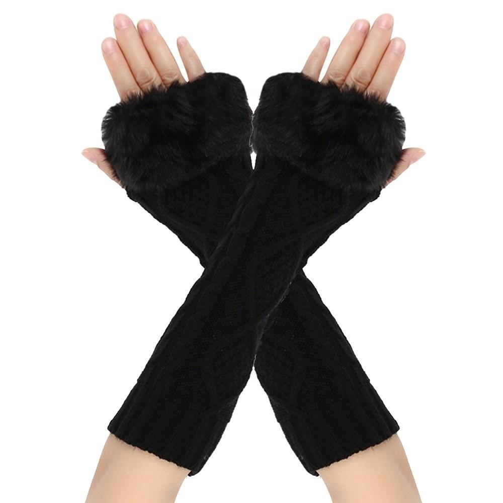 Crochet Knitting Knitted Sleeves Gloves Soft Warm Arm Warmers Fingerless Gloves Autumn Winter