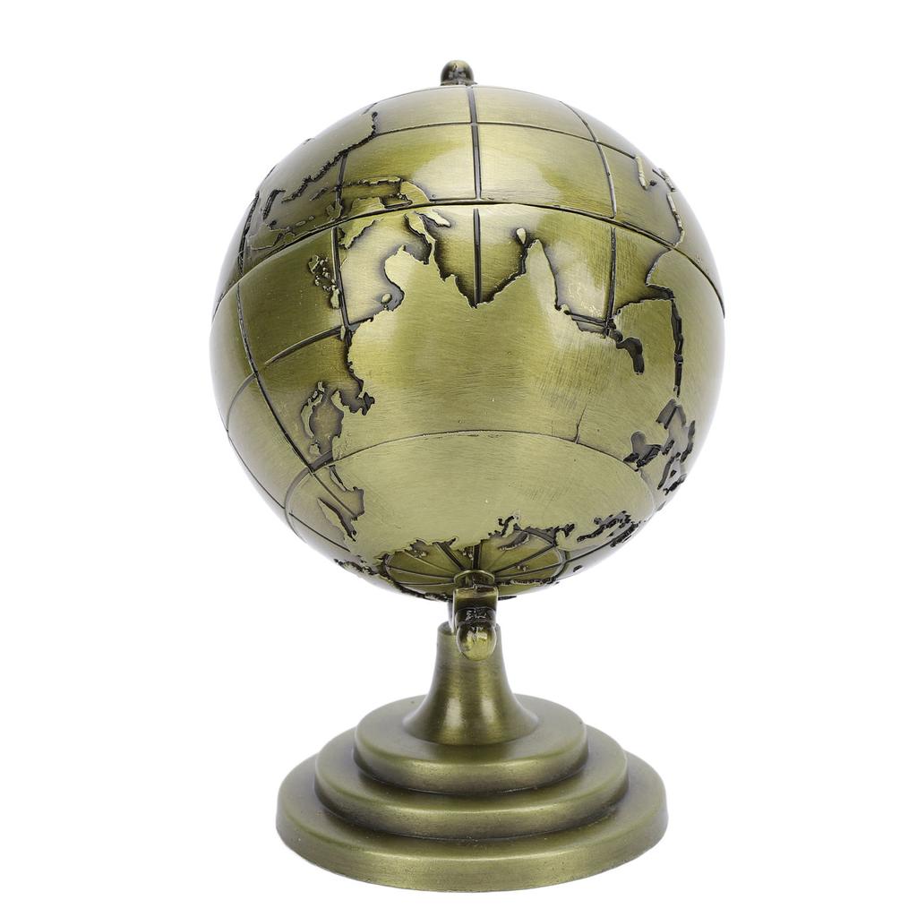 World Globe Alloy Metallic Luster and Texture 360 Degrees Rotating Educational Globe for Office Study