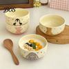 Everyday Use Kitchen Bowls Cute Animal Ceramic Bowl, 400ml Large Capacity Soup Bowl for Rice Salad Oatmeal Cereal Breakfast And Dessert, Cartoon