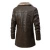 Men's Mid Length Leather Jacket Autumn and Winter Business Plush Large Lapel Suit Fur Plush Jacket for Men