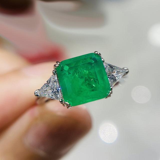 Серебряный цвет, синие / розовые / зеленые кольца для женщин, параиба, изумруд, турмалин, драгоценный камень, помолвка, модные свадебные украшения 9 * 9