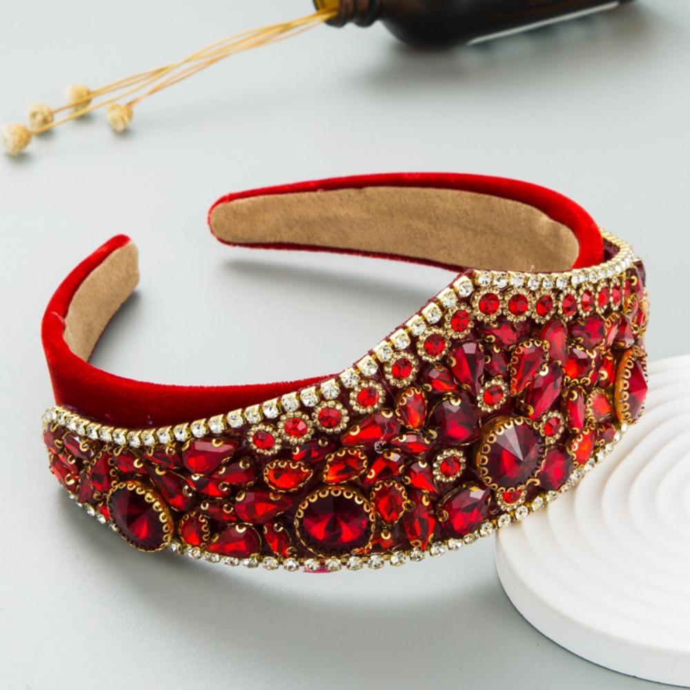 Retro Colorful Rhinestone Headbands Full Diamond Super Flash Crown Hairband Hair Band Hoop Hair Accessories