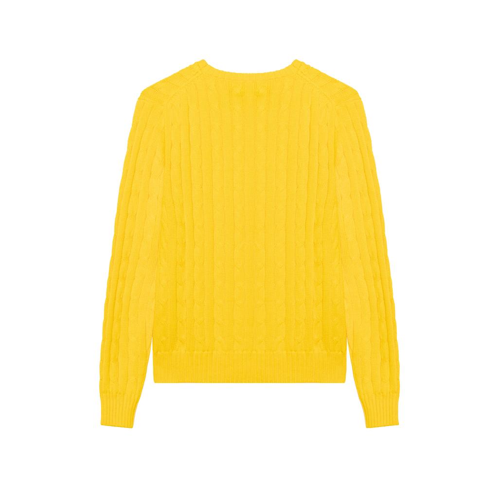 Polo Ralph Lauren SS23 Solid Color Logo Embroidered Cable Knit Sweater Women Sweater Yellow WMPOSWENC020616-700