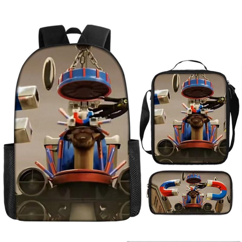 Skibidi Toilet Titan Drill Man Backpack Kids Ages 10-12 Oxford Fabric School Bag With Air-Cushion Straps Trendy Printed