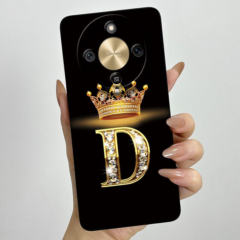 Чехол для Honor Magic 8 Lite Корона Первая Буква Мягкий Жидкий Силикон Ударопрочный Чехол Coque для Honor Magic8 Lite 5G Чехол Funda