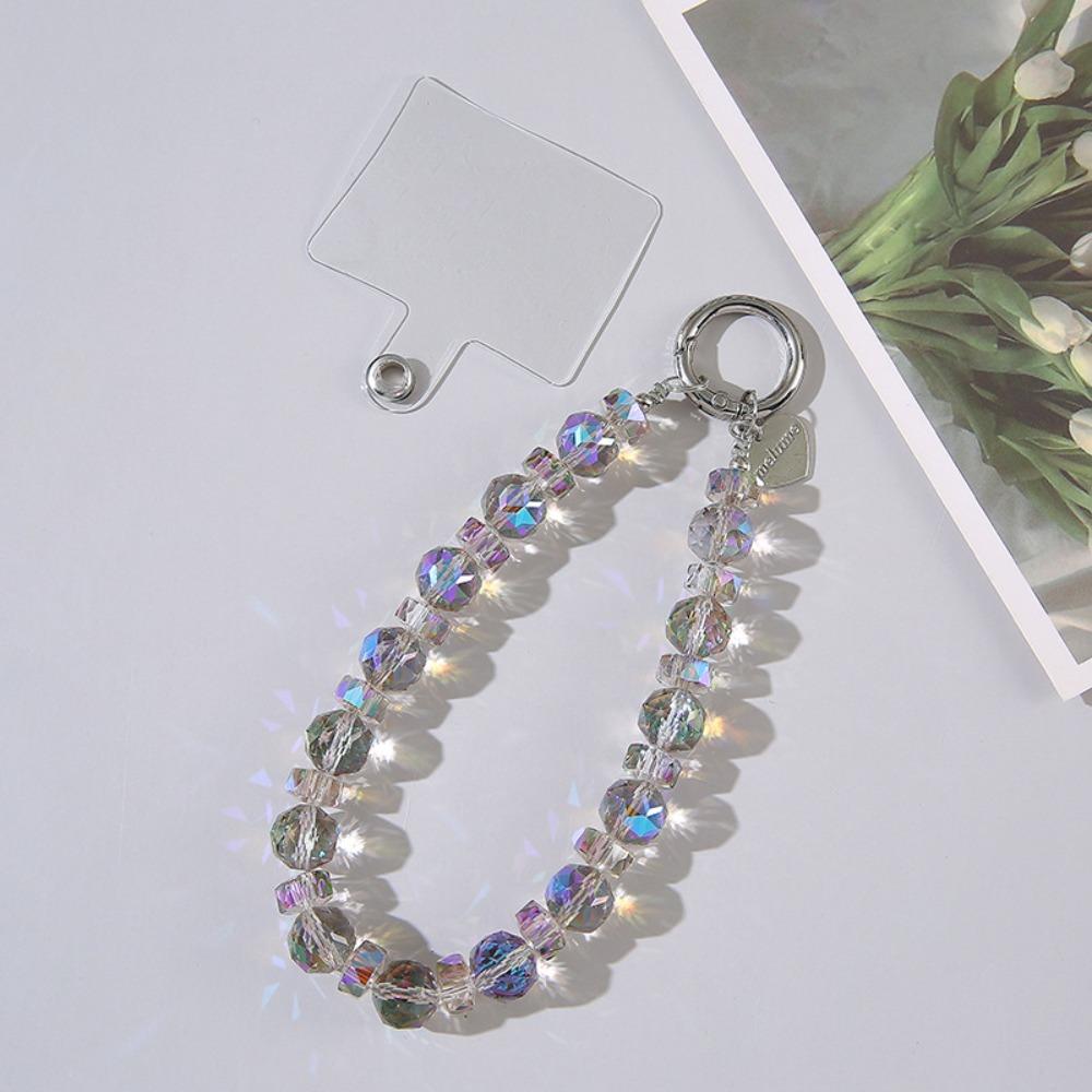 Detachable Crystal Bead Keychain Transparent Wrist Crystal Chain for Women Girls