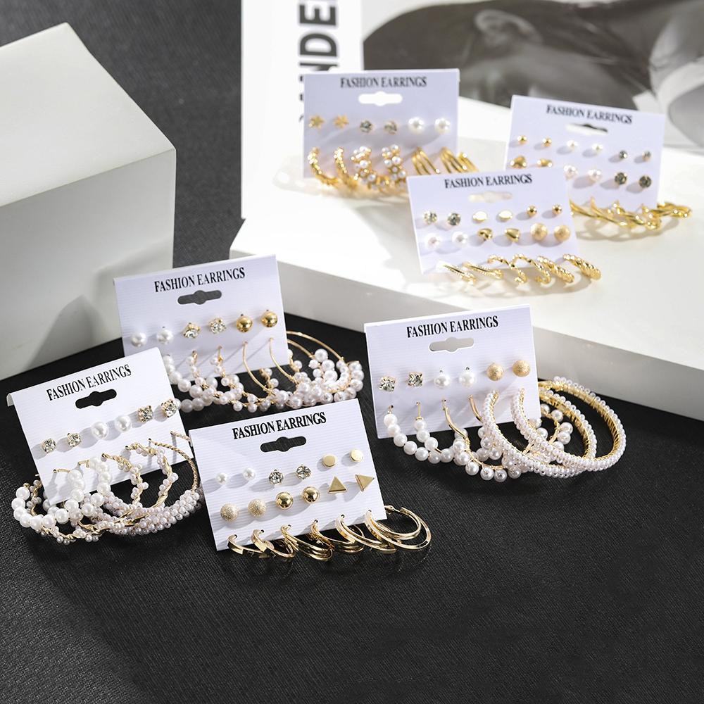 Модный комплект серег-кольцев для женщин, элегантные серьги-гвоздики в стиле ретро с геометрическим узором, ювелирные аксессуары