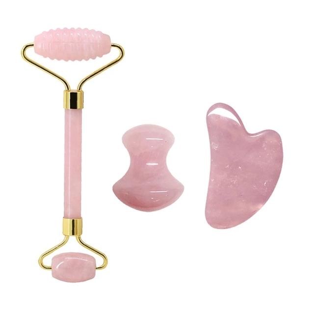 Face Jade Roller Rose Quartz Gua Sha Massage Board Facial Lifting Anti Wrinkle Beauty Skin Care Gouache Scraper Stone Massager