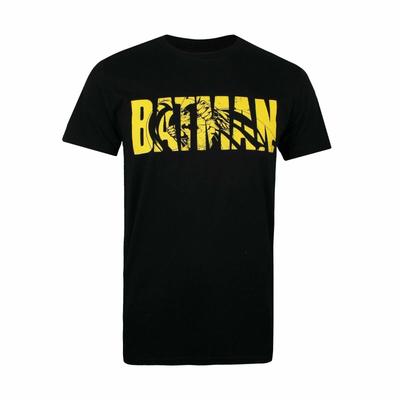 Official DC Comics Mens Batman Text T-shirt Black Sizes S - XXL