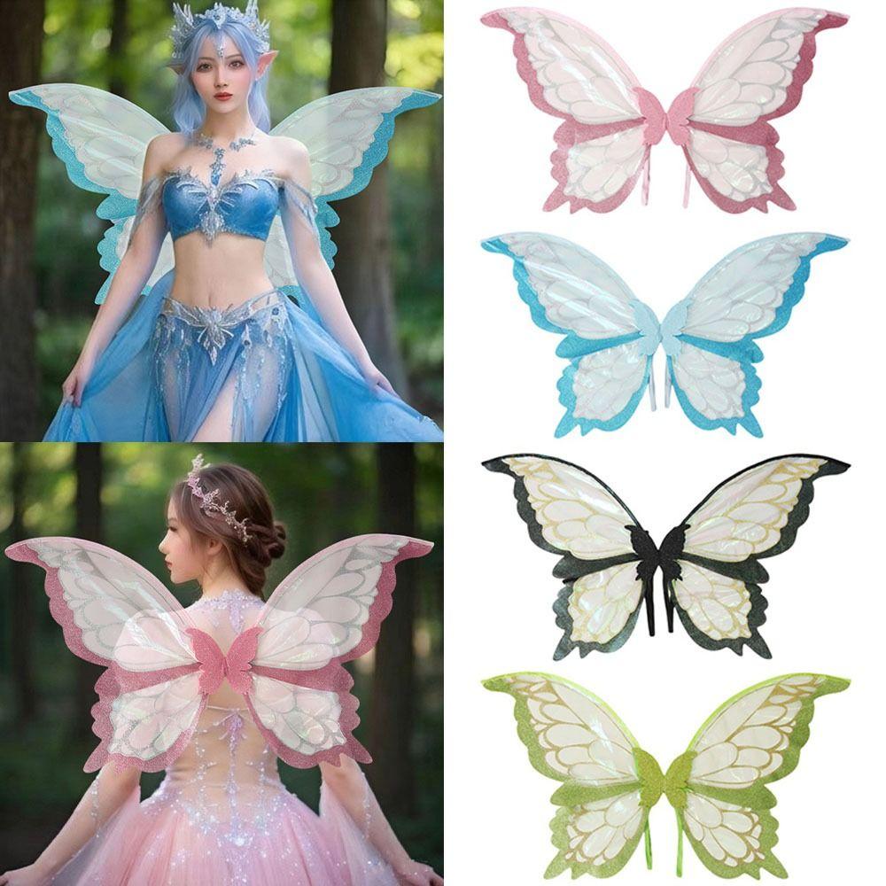 Funny Adults Kids Fairy Wings Sparkling Holiday Party Girls Angel Wings Two-Color Butterfly Costume Wings