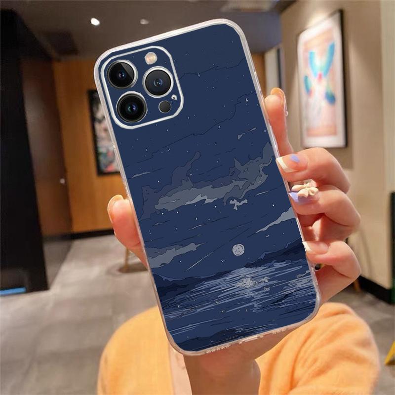 Чехол для телефона для iphone 17 Pro Max Air 17 16 15 14 13 Pro Max 15Plus 15 16 Pro Пейзаж Небо Луна Ландшафт