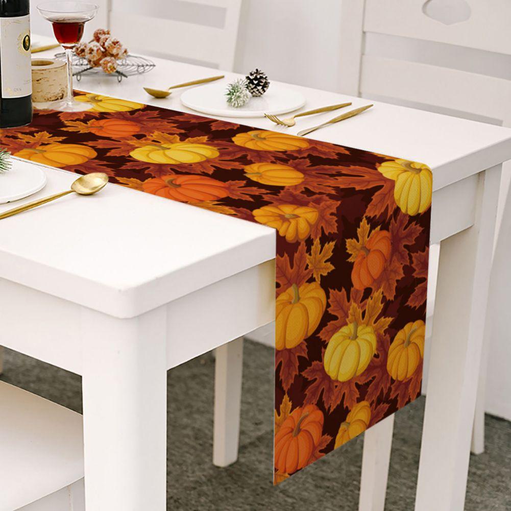 Autumn Thanksgiving Table Runner Kitchen Dining Table Decoration for Home Party Indoor Outdoor Tablecloth 13X70 Inch