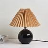 Vintage Pleated Table Lamp with LED E27 Tricolored Bulb Ceramic Base  AU US EU UK Plug Cute Decorative Night Light for Bedroom
