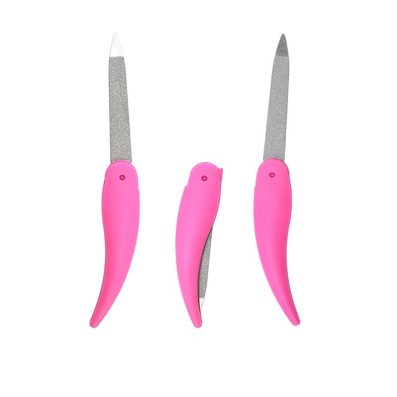 Складная пилка для ногтей из нержавеющей стали и пластиковый полировочный баф