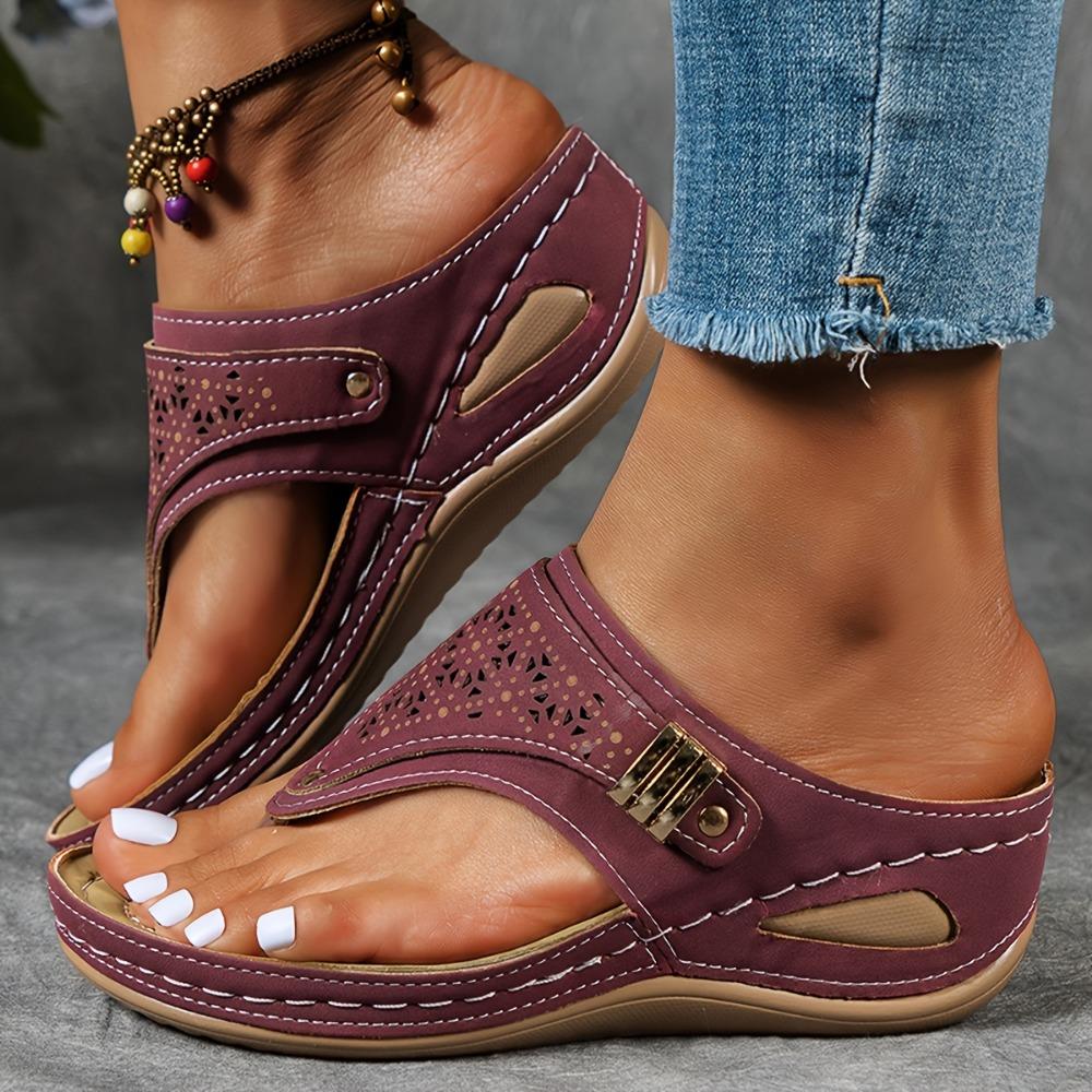 Elegant Women's Slipper Sandals - Purple Faux Over Gold Bead Embellishment, Comfortable Mid Heel, Round Toe Design, Easy To Slip On