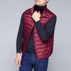 Unisex Down Waistcoat Stand Collar Sleeveless Solid Color Zipper Placket Cotton Vest with Pockets Thin Warm Vest Coat