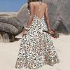 Women's Summer Halterneck Strapless Long Leopard Print Dress