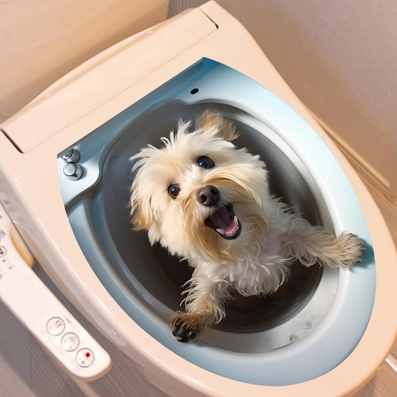 3D креативные наклейки для туалета, самоклеящиеся ПВХ, наклейки с забавным рисунком животных, водонепроницаемые, маслостойкие, украшения для дома, настенные наклейки