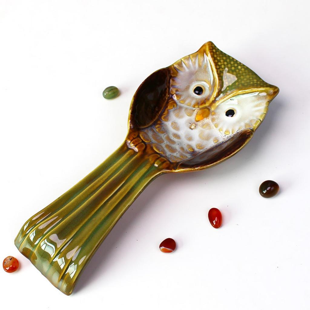 Керамическая подставка для ложки в виде совы, элегантная подставка для ложки в виде совы, держатель для кухонных принадлежностей, подставка для лопаты, подставка для ложки для чистой столешницы