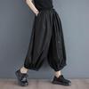 Black Plus Size Vintage High Waist Casual Loose Spring Summer Wide Leg Pants Women Trousers
