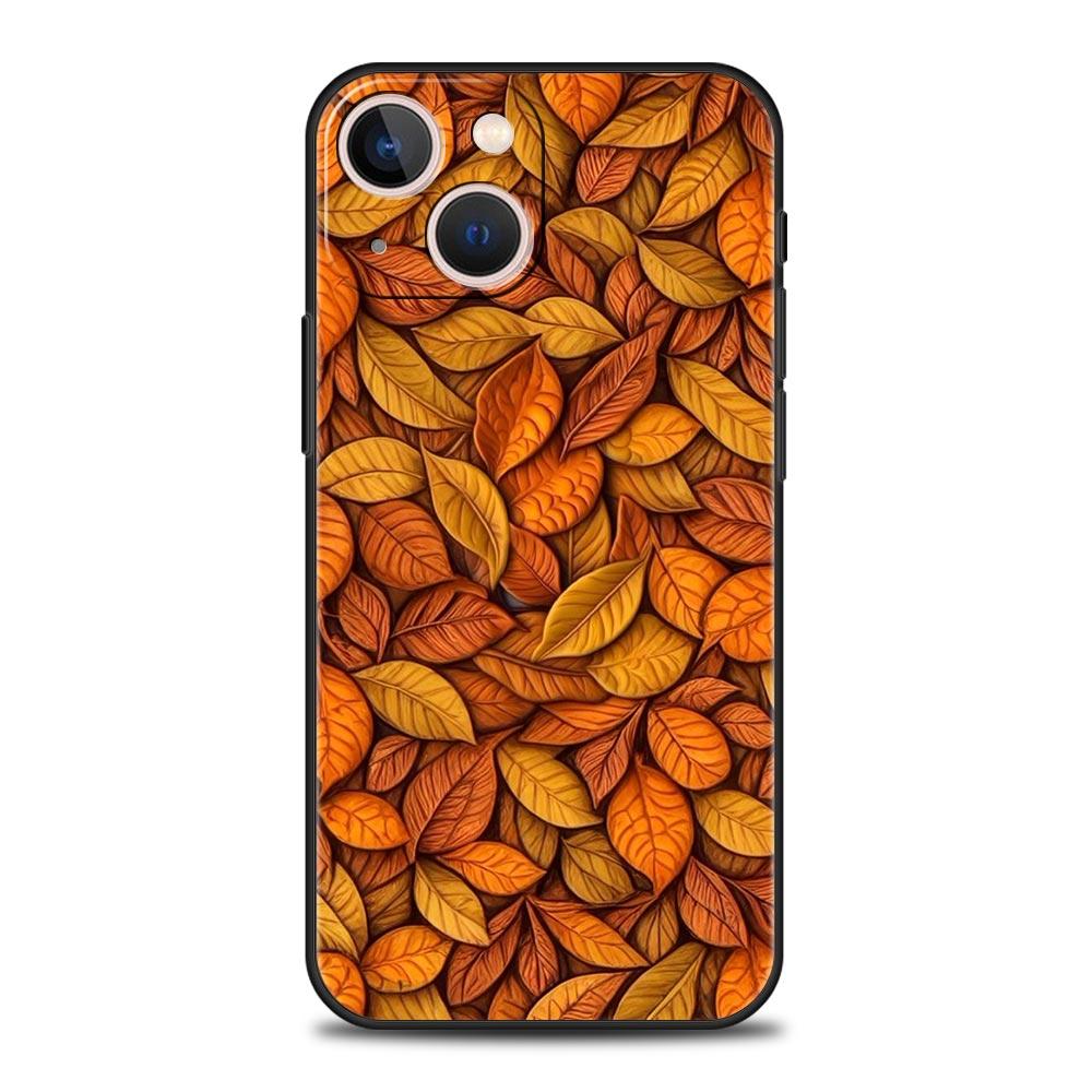 Мультяшный чехол-накладка с листьями для iPhone 17 16 15 14 13 12 Pro Max 11 Pro Max 17 AIR Plus Ударопрочный мягкий ТПУ корпус Fundas Capas