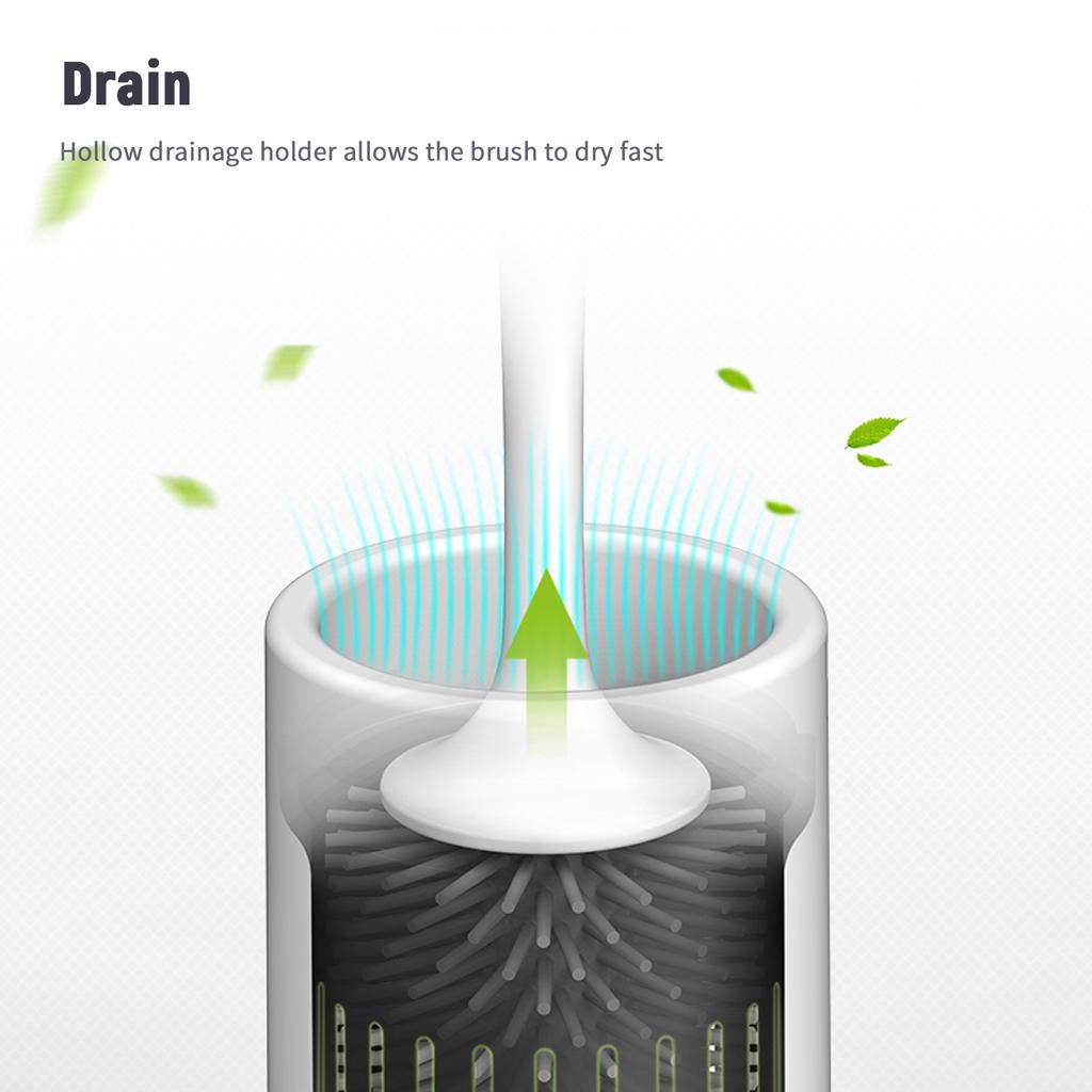 Ecoco Toilet Brush and Holder Set Toilet Bowl Brush Bathroom Hollow Drainage Holder Toilet Soft Cleaner Brush Kit with