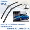 2PCS Front Windshield Windscreen Wiper Blades For Hyundai Elantra AD Avante Super Elantra 2016-2019 26"+16" Window Brushes Cutter Accessories 2016 20