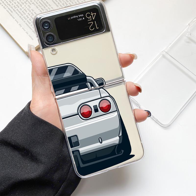 Япония JDM Спортивный Автомобиль Искусство Мода Чехол для Телефона Для Samsung Galaxy Z Flip 3 4 5 6 7 Жесткий Складной Z Flip4 Прозрачная Поликарбонатная Крышка Подарок