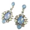 [P4560] - Designer Earrings 'Sissi' Blue White Silver - 43x22 Mm