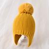 Winter Baby Beanie Hat With Earflap Fur Ball Winter  Woolen Knitted Hats For Kids Outdoor Warm Girls Boys Ear Protection Cap