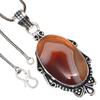 Pendant Banded Agate Gemstone Handicraft Valentine'Day Silver Jewelry 2.25