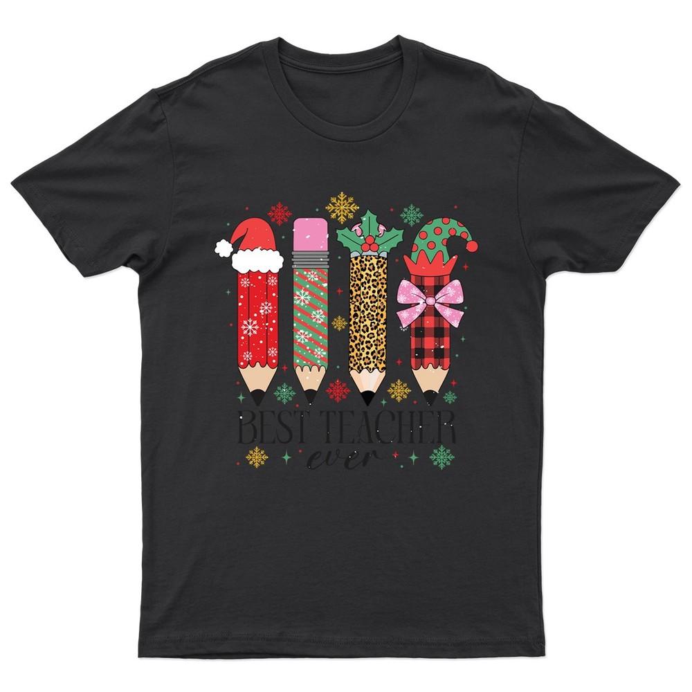 Christmas Teacher Pencils Holiday TShirt Unisex Gift Retro Funny Unisexs
